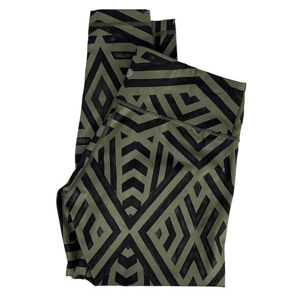 lululemon athletica Pants - Lululemon Wunder Under Pant Full Luxtreme Chevron Shuffle Fatigue Green Black 8
